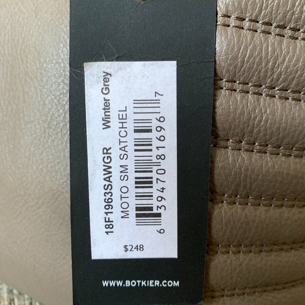 NWT Botkier Leather Top Handle Moto Satchel Winter Grey Quilted Panels MSRP $248 - Picture 12 of 15